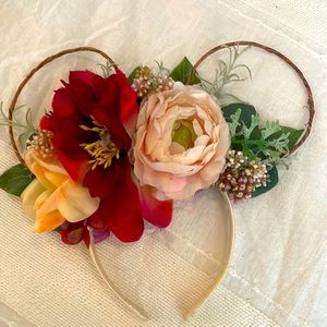 Disney Mickey Ears Custom Blush and Burgundy Floral